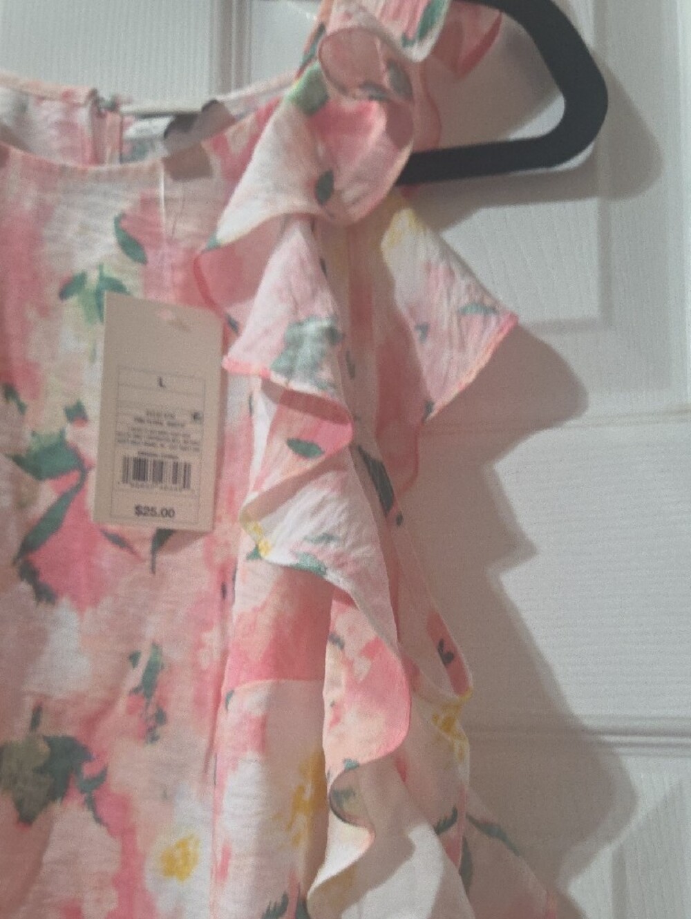 a new day Pink Floral Ruffle Shell Top - Picture 5 of 8